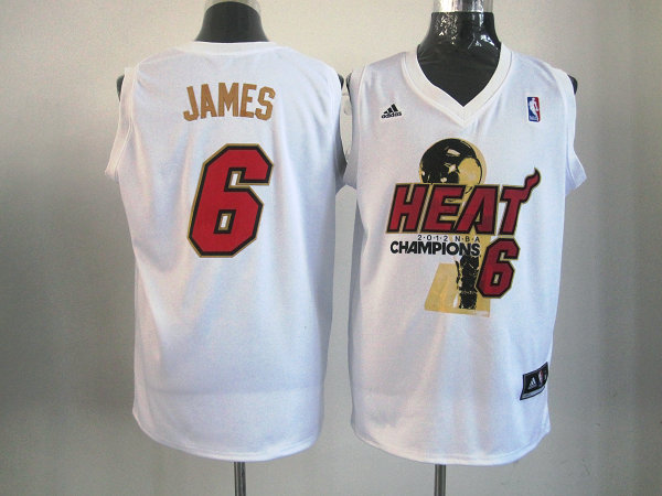  NBA Miami Heat 6 LeBron James 2012 NBA Finals Champions White Jersey